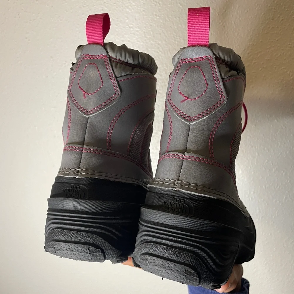 The North Face Alpenglow Waterproof IV Insulated Grey Pink Snow Boots Youth 13